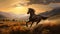 Romanticized Country Life: A Black Horse Running Towards The Mountains