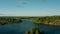 Romantsevo hills and lakes in Tula oblast drone aerial pan shot