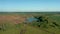 Romantsevo hills and lakes in Tula oblast pan drone aerial shot