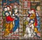 Rome - The Apostles giving the blessing to St. Paul and Barnabas in Jerusalem. The stained glass of All Saints` Anglican Church