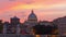 Rome city famous sunset sky vatican basilica rooftop river bridge panorama 4k time lapse italy