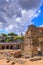 Rome cityscape: the ruins of the Forum of Nerva  Forum Transitorium and the Via dei Fori Imperiali, in the background at the top