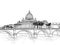 Rome cityscape with St. Peter`s Basilica. Italian city famous la