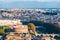 Rome cityscape urban skyline view with the Mausoleum of Hadrian, known as Castel Sant `Angelo, Castle of the Holy Angel or St.