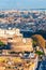 Rome cityscape urban skyline view with the Mausoleum of Hadrian, known as Castel Sant `Angelo, Castle of the Holy Angel or St.