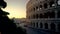 Rome Colosseum and crowded street of Rome , Italy