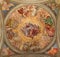 Rome -The Father Adored the Heavenly Host fresco on the ceiling in side chapel of St Francis in Basilica di Santa Maria in Tras