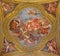 Rome - fresco of virtue Charity on the little cupola of side nave in church Basilica dei Santi Ambrogio e Carlo al Corso