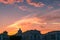 Rome historic city centre view at sunset with St Peters Basilica dome