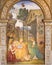 ROME, ITALY, 2016: The fresco Nativity with the St. Jerome by Bernardino Pinturicchio (1488 - 1490)