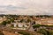 Rome, Italy - 23 June 2018: Cityscape of Rome with Tiber river and bridge viewed from  Castel Sant Angelo, Mausoleum of Hadrian