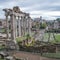 Rome, Italy - 27 Nov, 2022: The Temple of Saturn and views along the Roman Forum