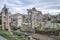 Rome, Italy - 27 Nov, 2022: The Temple of Saturn and views along the Roman Forum