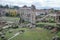 Rome, Italy - 27 Nov, 2022: The Temple of Saturn and views along the Roman Forum