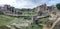 Rome, Italy - 27 Nov, 2022: The Temple of Saturn and views along the Roman Forum