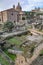 Rome, Italy - 27 Nov, 2022: The Temple of Saturn and views along the Roman Forum