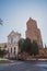 Rome, Italy - 27 October, 2019: View to the Military Ordinariate and to the medieval tower of Militia