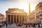 Rome, Italy - april 2, 2019: Tourists visit the Pantheon in spring. Roman Pantheon is one of the best-known sights of Rome.