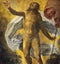 ROME, ITALY - AUGUST 28, 2021: The detail of painting of Ressurecion in the church Chiesa San Giacomo in Augusta
