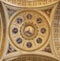 ROME, ITALY - AUGUST 31, 2021: The ceiling fresco side cupola in the church Chiesa del Sacro Cuore di GesÃ¹ by Virginio Monti