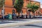 Rome, Italy big garbage bins next to a road.