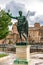 Rome, Italy. Bronze statue of Roman Emperor Augustus Caesar on Via dei Fori Imperiali street in the city