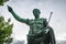 Rome, Italy. Bronze statue of Roman Emperor Augustus Caesar on Via dei Fori Imperiali street in the city