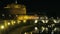 Rome Italy Castel Santâ€™Angelo night view with St. Angelo Bridge on Tiber river.