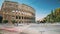 Rome, Italy. Colosseum. Traffic Near Flavian Amphitheatre. Famous World Landmark. UNESCO