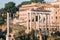 Rome, Italy. Column Of Phocas And The Temple Of Saturn. Colonna Di Foca And Tempio Di Saturno. The Historic Centre Of