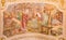 ROME, ITALY: Construction of Noah\'s Ark. Fresco from the vault of stairs in church Chiesa di San Lorenzo