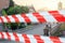 Rome, Italy. Cordonata Capitolina with warning tape, closed Rome landmark