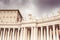 Rome, Italy, December 2018: Statues. Famous colonnade of St. Peter`s Basilica in Vatican, Rome, Italy