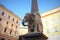 ROME, ITALY - December 28, 2018: The `Elephant with Obelisk` statue is seen at Piazza della Minerva square on October 31