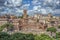 Rome Italy, Europe. View from a high point, over the Trajan market, and other historic buildings in the Vatican City.