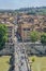 Rome Italy, Europe. View from a high point, over the Trajan market, and other historic buildings in the Vatican City.