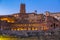 Rome, Italy - Evening view of the Roman Forum - Foro Romano - with Trajanâ€™s Forum, Trajanâ€™s Market and the Torre delle Milizie