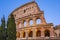 Rome, Italy - External walls of the ancient roman Colosseum - Colosseo - known also as Flavian amphitheater - Anfiteatro Flavio -