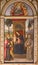 ROME, ITALY: Fresco Madonna with the child and saints in Basso della Rovere chapel in church Basilica di Santa Maria del Popolo.