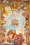 ROME, ITALY: Fresco Triumphs of Church over the Ottomans 1957-1965 on vault of church Basilica di Santa Maria Ausiliatrice