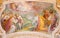 ROME, ITALY: God\'s Covenant with Noah in the Rainbow. Fresco from vault of stairs in church Chiesa di San Lorenzo
