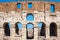 ROME, Italy: Great Roman Colosseum Coliseum, Colosseo also known as the Flavian Amphitheatre. Famous world landmark. Detail of t