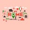 Rome Italy icons and typography design