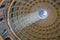 Rome, Italy - Interior of Roman Pantheon ancient temple, presently catholic Basilica, with its characteristic dome with an oculus