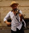 Rome, Italy - July 27, 2020: Italian street violinist