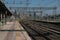 Rome, Italy - July15, 2023: transport, Rome Termini railway station, trains passing on the rails in the summer means of transport