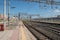 Rome, Italy - July15, 2023: transport, Rome Termini railway station, trains passing on the rails in the summer means of transport