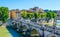 ROME, ITALY, JUNE 1, 2014: People walking over ponte Santangelo in front of castel Santangelo in Rome....IMAGE