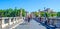 ROME, ITALY, JUNE 1, 2014: People walking over ponte Santangelo in front of castel Santangelo in Rome....IMAGE