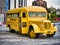 Rome, Italy - June 2018: vintage school bus at cinecitta funfair